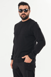 Bisiklet Yaka %100 Pamuk Sweat Siyah