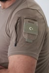İSSİ 404 Patchli Dry Touch Tshirt Çöl