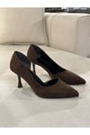 Kahve Süet (Flat) Topuklu Kadın Stiletto