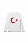 Ay Yıldızlı Uzun Kol Beyaz Tişört