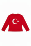 AY YILDIZLI UZUN KOL KIRMIZI TİŞÖRT