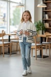 Kız Çocuk 3’lü Triko Hırka, Gömlek ve Denim Pantolon Takımı