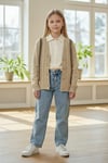 Kız Çocuk 3'lü Triko & Denim Takım