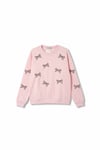 Kız Çocuk Fiyonk Desenli Sweatshirt – Taş Detaylı 