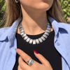14K Çelik Geometrik Plaka Kolye – 42+5 cm Ayarlanabilir