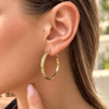 14K Çelik Gold Renk Halka Küpe | Suya Dayanıklı (4 cm)