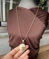 14K Çelik Kalkan Kolye Mavi Taşlı ve Zirkon Detaylı (60 cm)