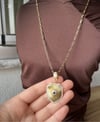 14K Çelik Kalkan Kolye Mavi Taşlı ve Zirkon Detaylı (60 cm)