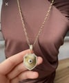 14K Çelik Kalkan Kolye Mavi Taşlı ve Zirkon Detaylı (60 cm)