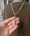 14K Çelik Zincir Kolye – Farklı Uç Seçenekli Taşlı Damla Model (55+5 cm)
