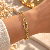 14K Gold Çelik Taş Detaylı Kolye, Bileklik & Küpe Seti