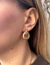 14K Gold Renk Çelik Çok Halkalı Modern Küpe – Şık & Zamansız Tasarım (25 mm)