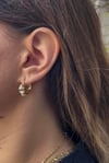 14K Gold Tone Çelik Taşlı Halka Küpe 2'li (17 mm) – Şık Kadın Modeli, Hediye Paketli