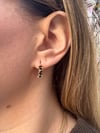 14K Gold Tone Kararmaz Çelik Siyah Taşlı Halka Küpe