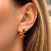 14K Gold Tone Kararmaz Çelik Siyah Taşlı Halka Küpe