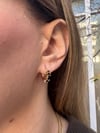 14K Gold Tone Kararmaz Çelik Siyah Taşlı Halka Küpe