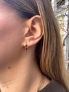 14K Gold Tone Kararmaz Çelik Siyah Taşlı Halka Küpe