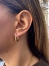 14K Gold Tone Kararmaz Çelik Zirkon Taşlı Halka Küpe