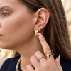25 mm Örgü Desenli Gold Çelik Halka Küpe
