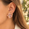 30 MM Çelik Çiçek Figürlü Küpe - Renk Seçenekli 