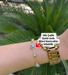 Gold Renkli Zincirli Mavi Boncuk Çelik Ayarlanabilir Bileklik (17+4 cm) | Minimal Takı
