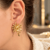 Işıltılı Çiçek Çelik Küpe – Gold