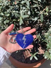 Kristal Taşlı Saks Mavi Yıldırım Kalp Charm & Anahtarlık