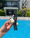 Kurdele Detaylı Peluş Ayıcık Figürlü Mandal Saç Tokası