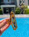Leopar Desenli Gold Detaylı Akrilik Mandal Saç Tokası