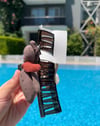 Peluş Ayıcık ve Örgü Çiçek Detaylı Büyük Boy Mandal Saç Tokası