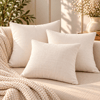 Sade Duck Keten Kırlent Kılıfı 45x45 – Doğal Ekru Dekoratif (1 adet)