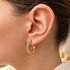 Yıldız Detaylı Gold Çelik Küpe 22mm 