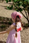Cherry Detaylı Pembe Ekose Elbise