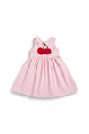 Cherry Detaylı Pembe Ekose Elbise