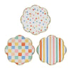 Meri Meri - Colourful Pattern Side Plates - Renkli Desenler Tabaklar - 8'li