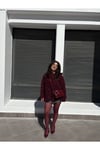 Bordo Saçaklı Kazak