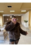 Kahve Kruvaze Premium Kürklü Kaban