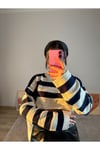 Lacivert-Çizgili Crop Kazak