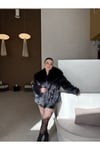 Siyah Kruvaze Premium Kürklü Kaban
