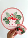 Flamingo Desenli Çantalı Katlanabilir Yelpaze(Pembe)