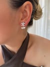 İncili Çiçek Küpe(Silver)
