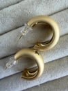 Mat Yıldız Taşlı Halka Küpe(Gold)
