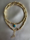 Turkuaz Taşlı Gold Kolye