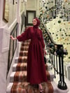 BEL DETAYLI KORSE ELBİSE -BORDO