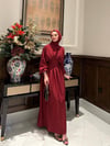 BEL DETAYLI KORSE ELBİSE -BORDO