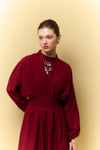 BEL DETAYLI KORSE ELBİSE -BORDO