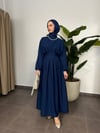 BEL DETAYLI KORSE ELBİSE -MAVİ