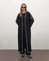 BEYAZ ŞERİTLİ ABAYA PANTOLON TAKIM | SİYAH