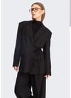 Yandan Bağlamalı Vatkalı Premium Blazer -SİYAH