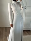 YIRTMAÇLI GÖMLEK ABAYA - BEYAZ 